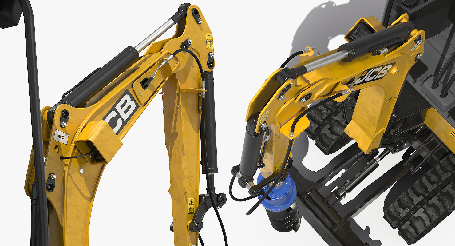 Mini Excavator JCB 18Z1 with Earth Drill X2500 Dirty 3D