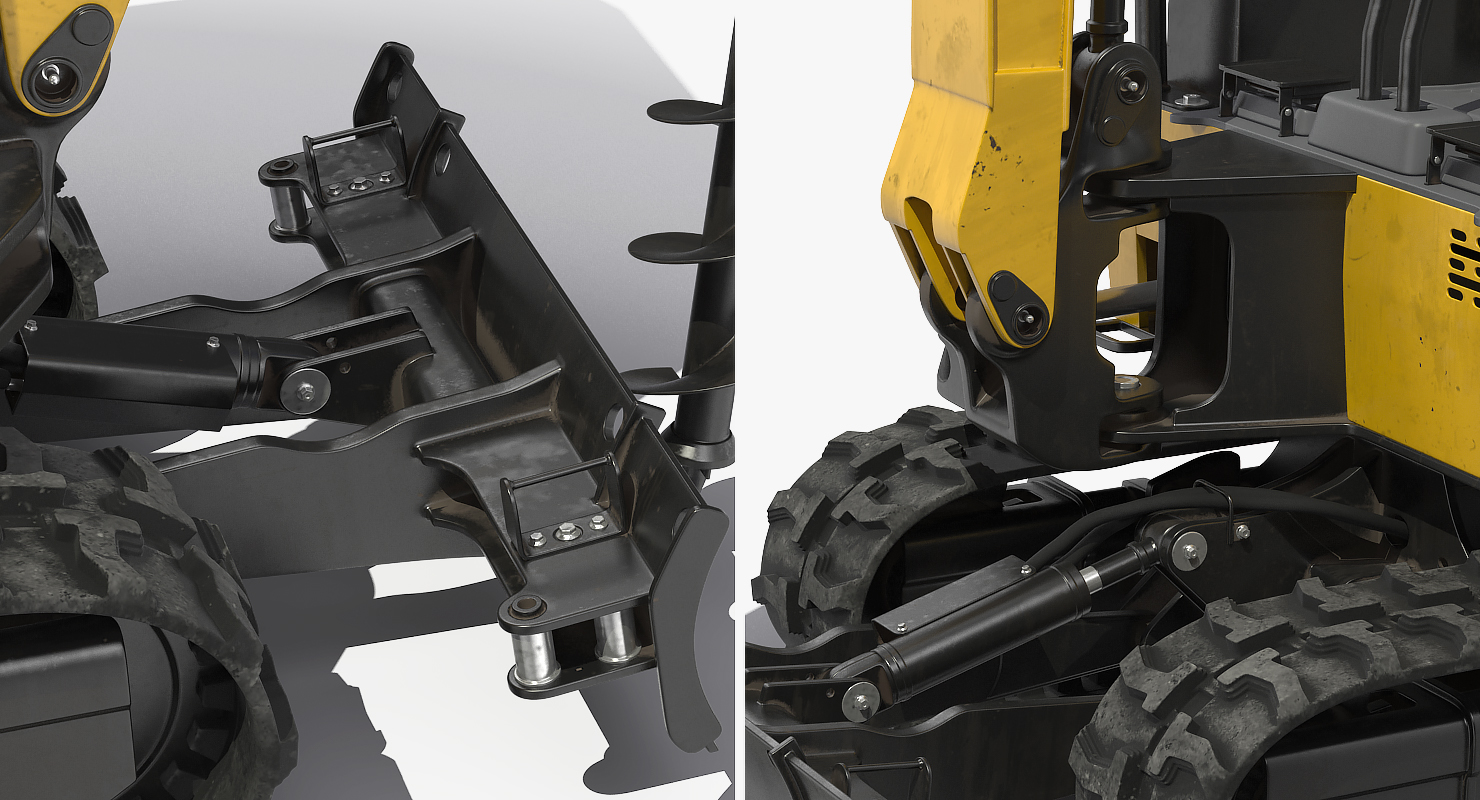Mini Excavator JCB 18Z1 with Earth Drill X2500 Dirty 3D