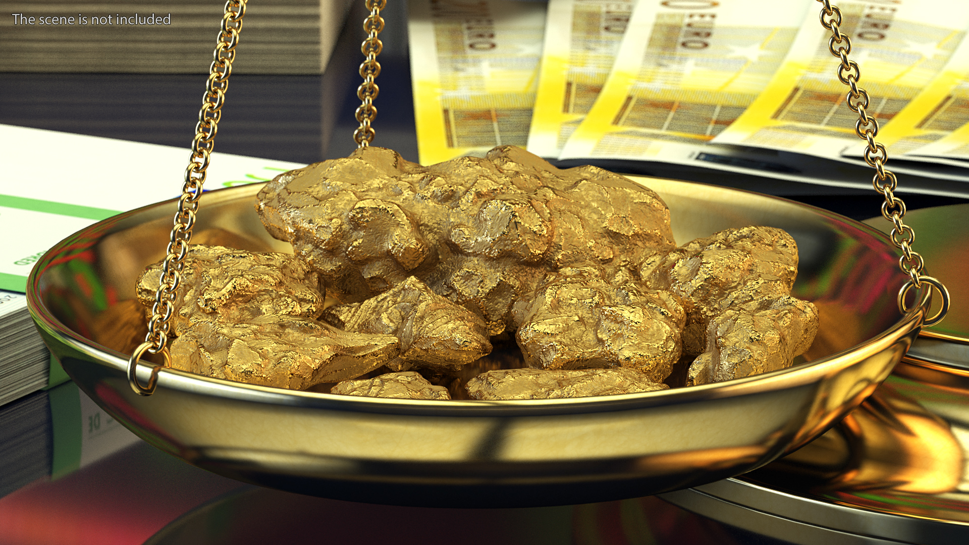Gold Natural Minerals Stones Set 3D