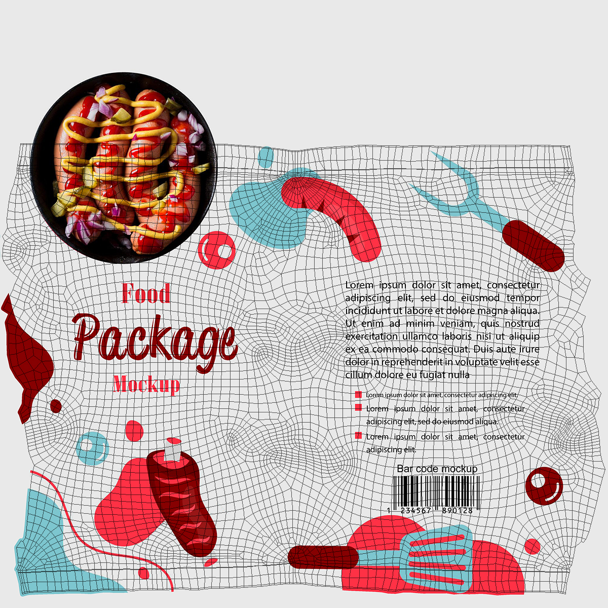 3D model Mockup Food Package White