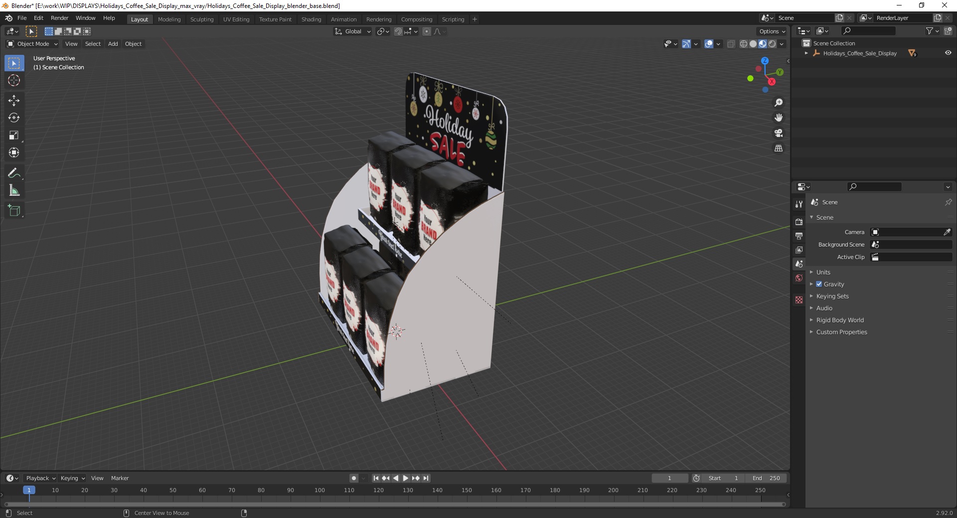3D Holidays Coffee Sale Display model