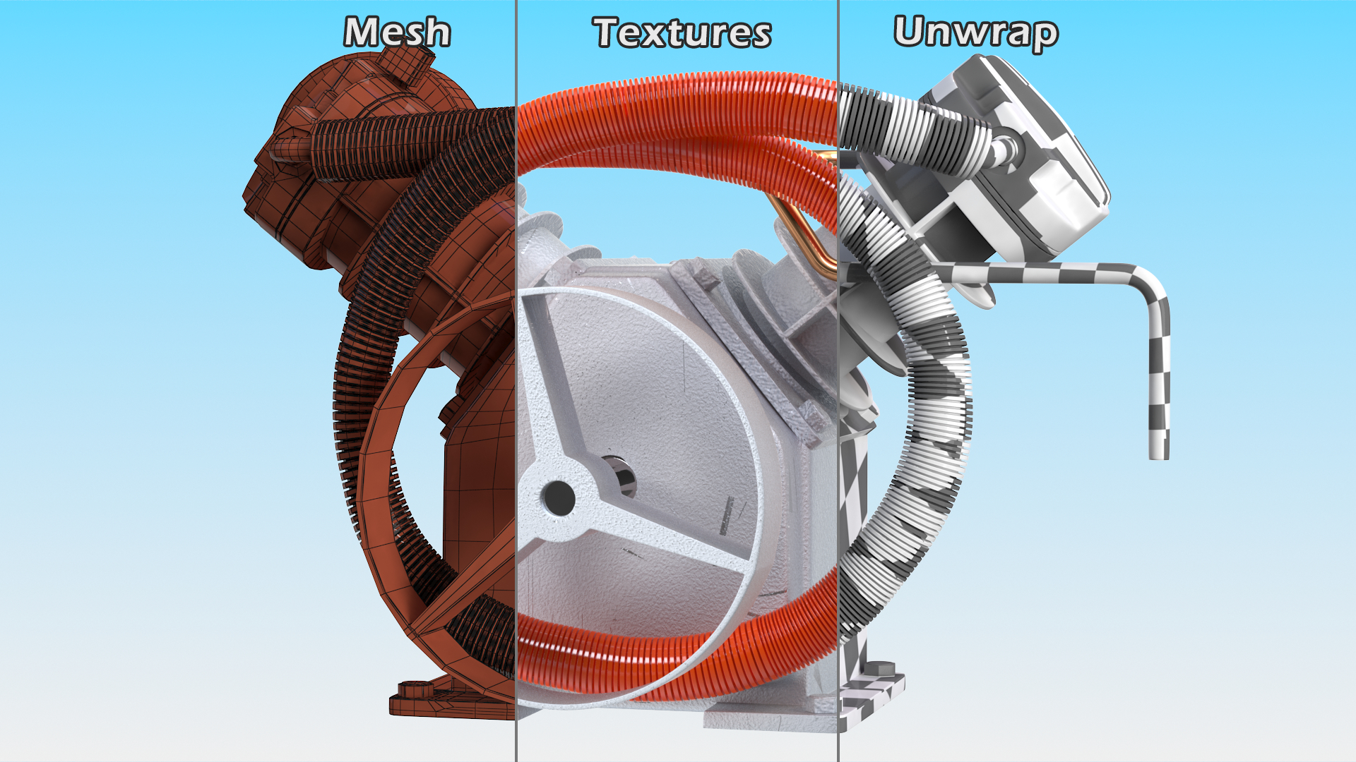 3D Aluminium Air Compressor Pump with Orange Hose