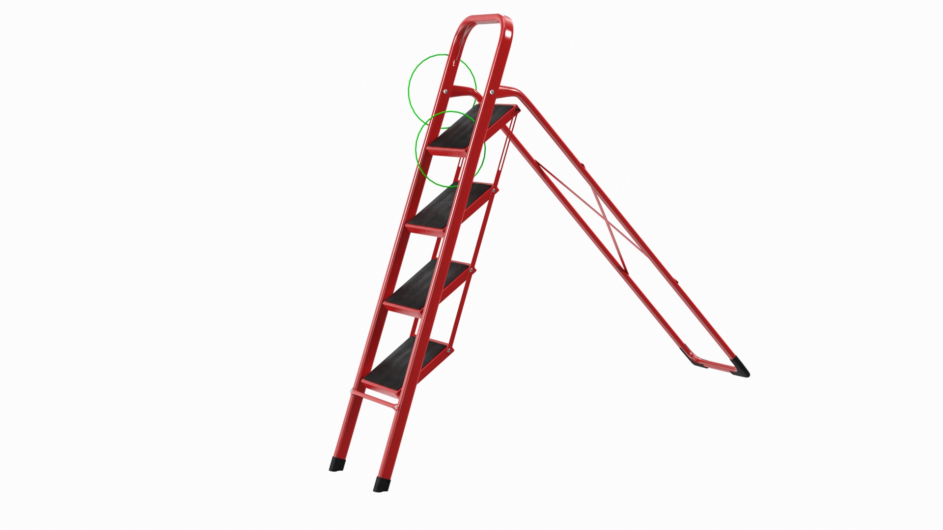 Red Steel Folding 4 Step Ladder for Home Rigged 3D