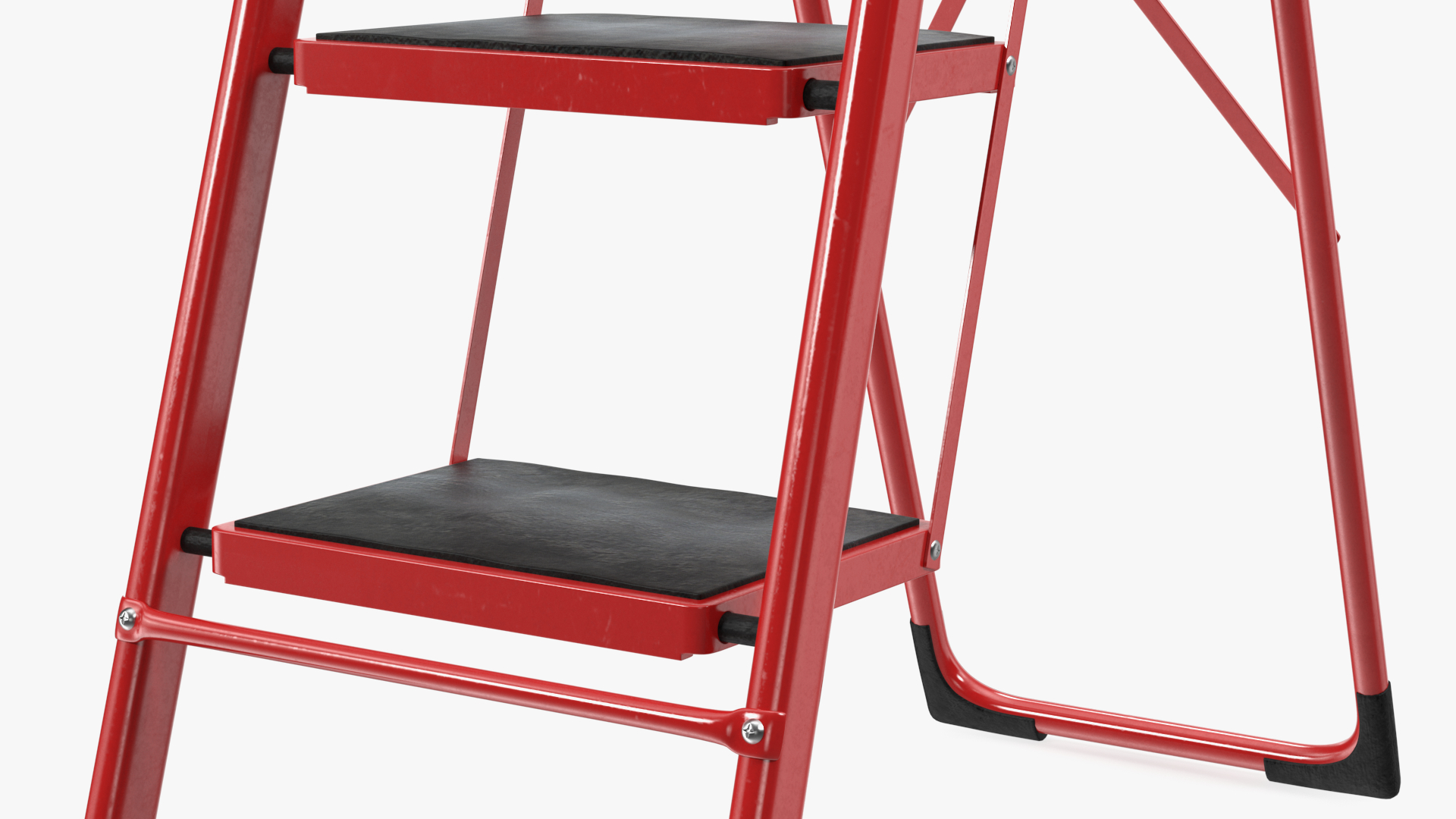Red Steel Folding 4 Step Ladder for Home Rigged 3D