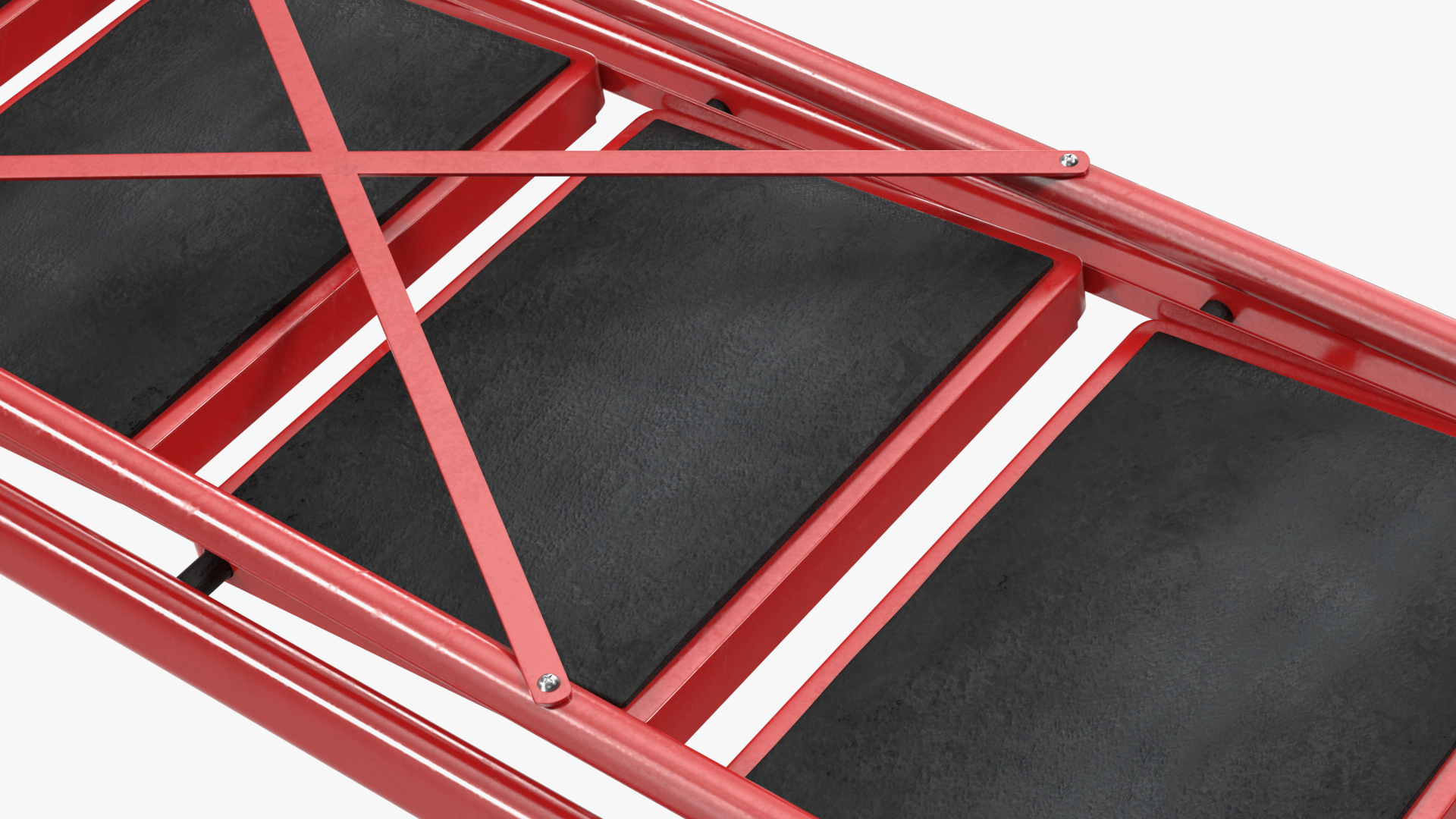 Red Steel Folding 4 Step Ladder for Home Rigged 3D