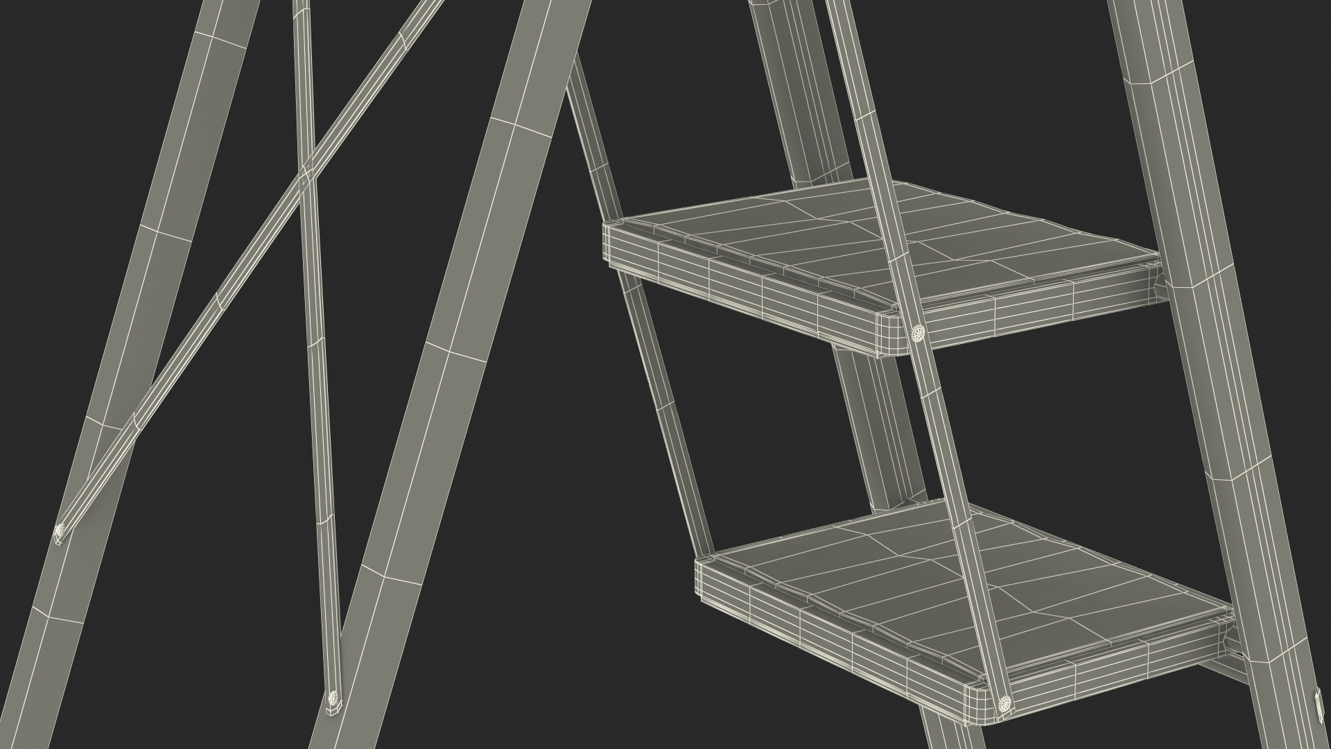 Red Steel Folding 4 Step Ladder for Home Rigged 3D