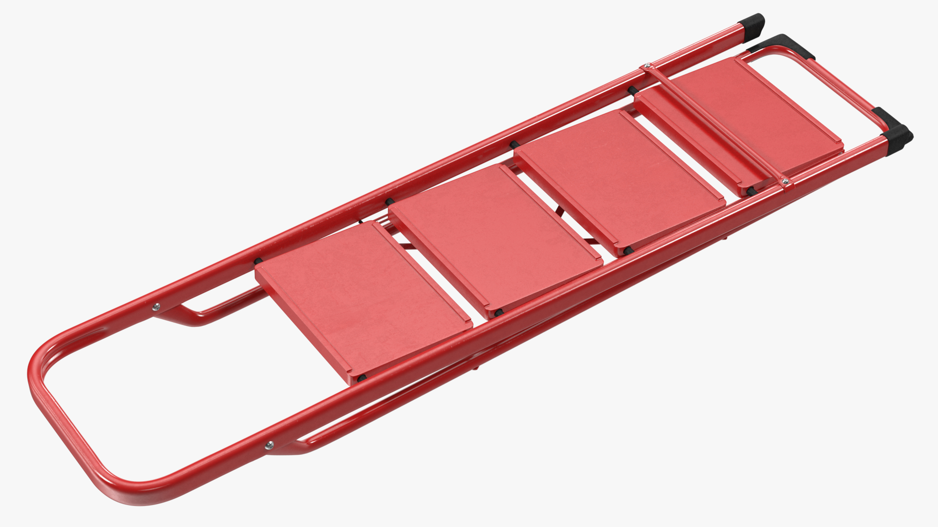 Red Steel Folding 4 Step Ladder for Home Rigged 3D