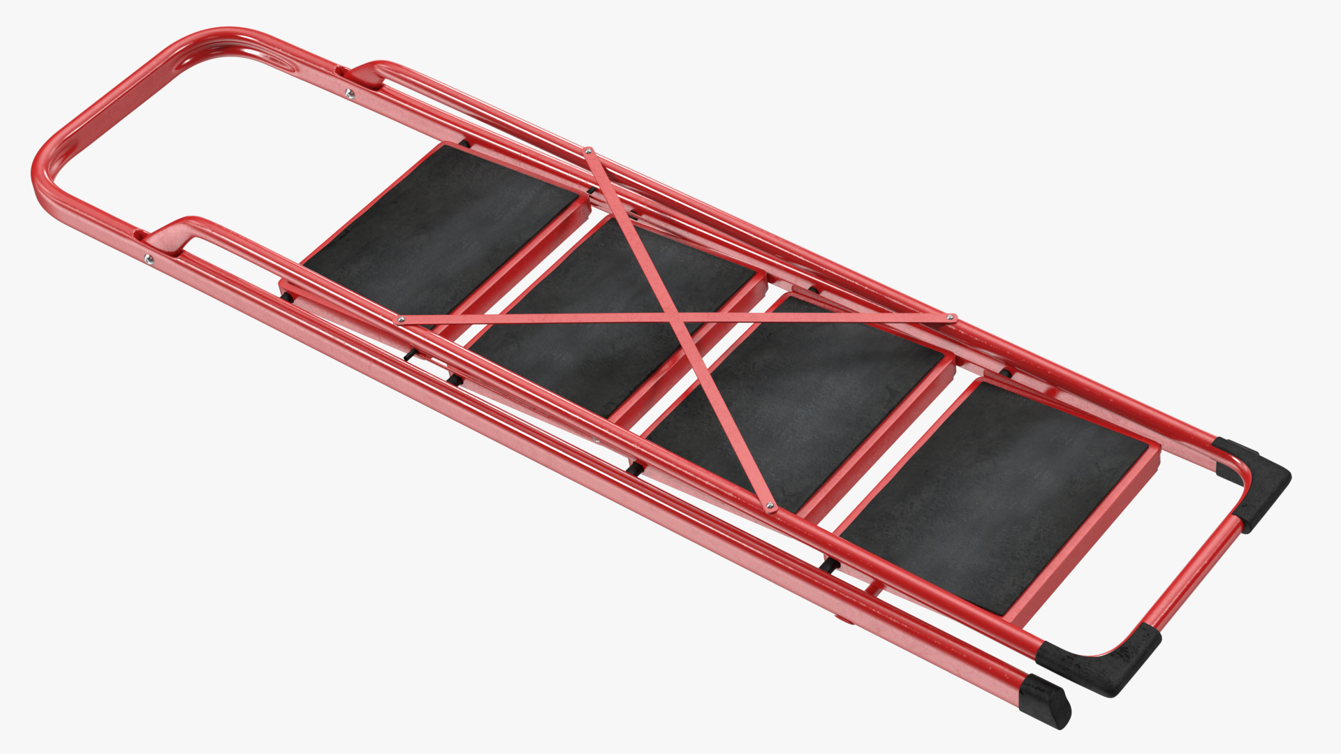 Red Steel Folding 4 Step Ladder for Home Rigged 3D