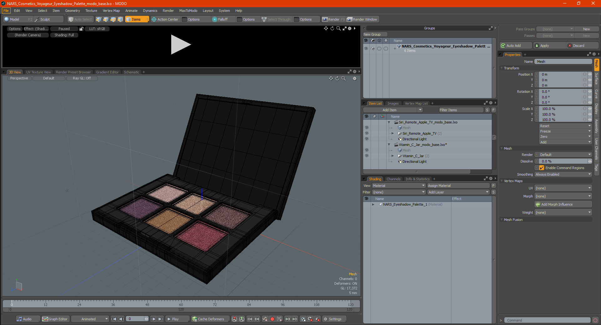 3D NARS Cosmetics Voyageur Eyeshadow Palette