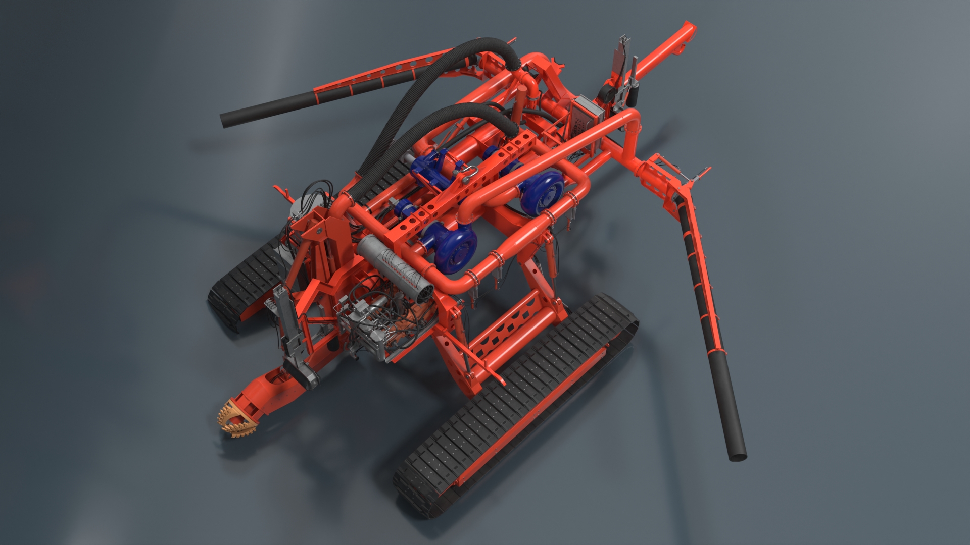 3D Subsea Pipeline Trencher Rigged