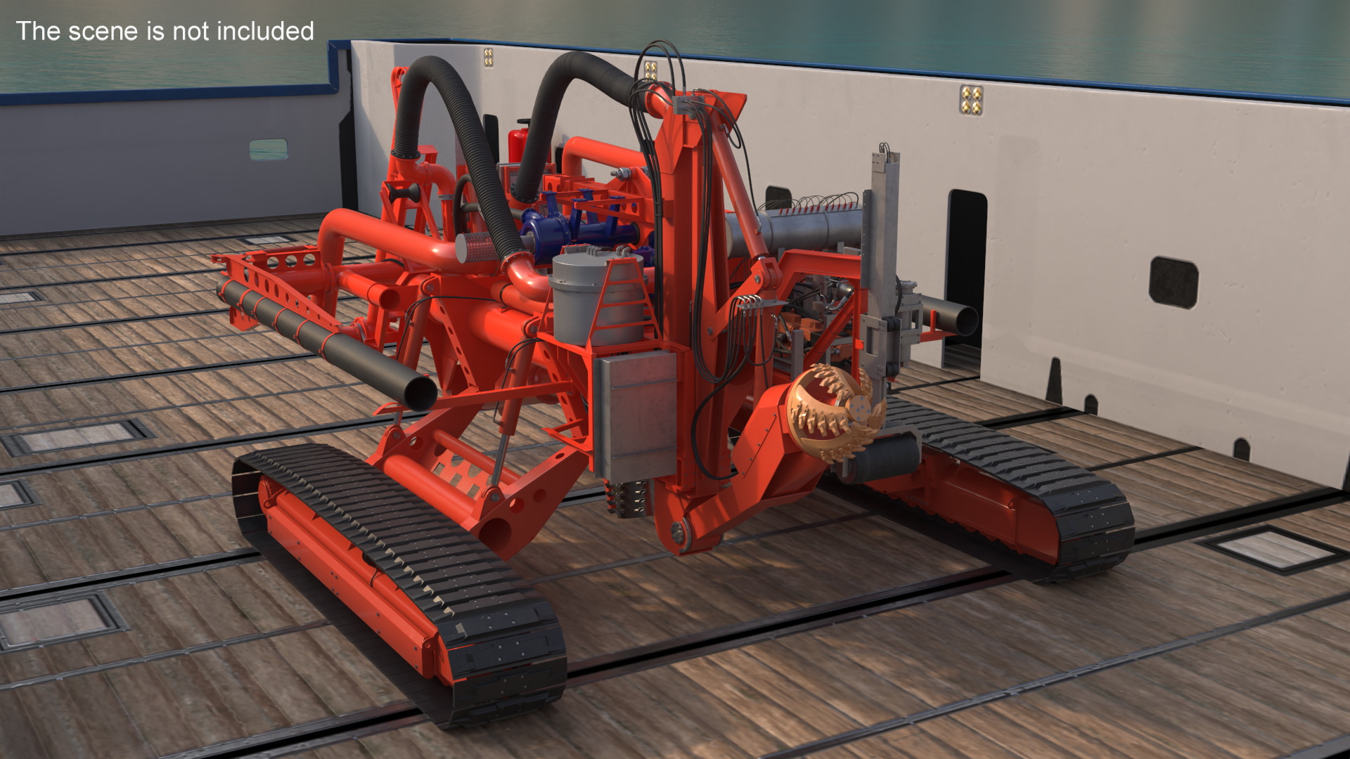 3D Subsea Pipeline Trencher Rigged