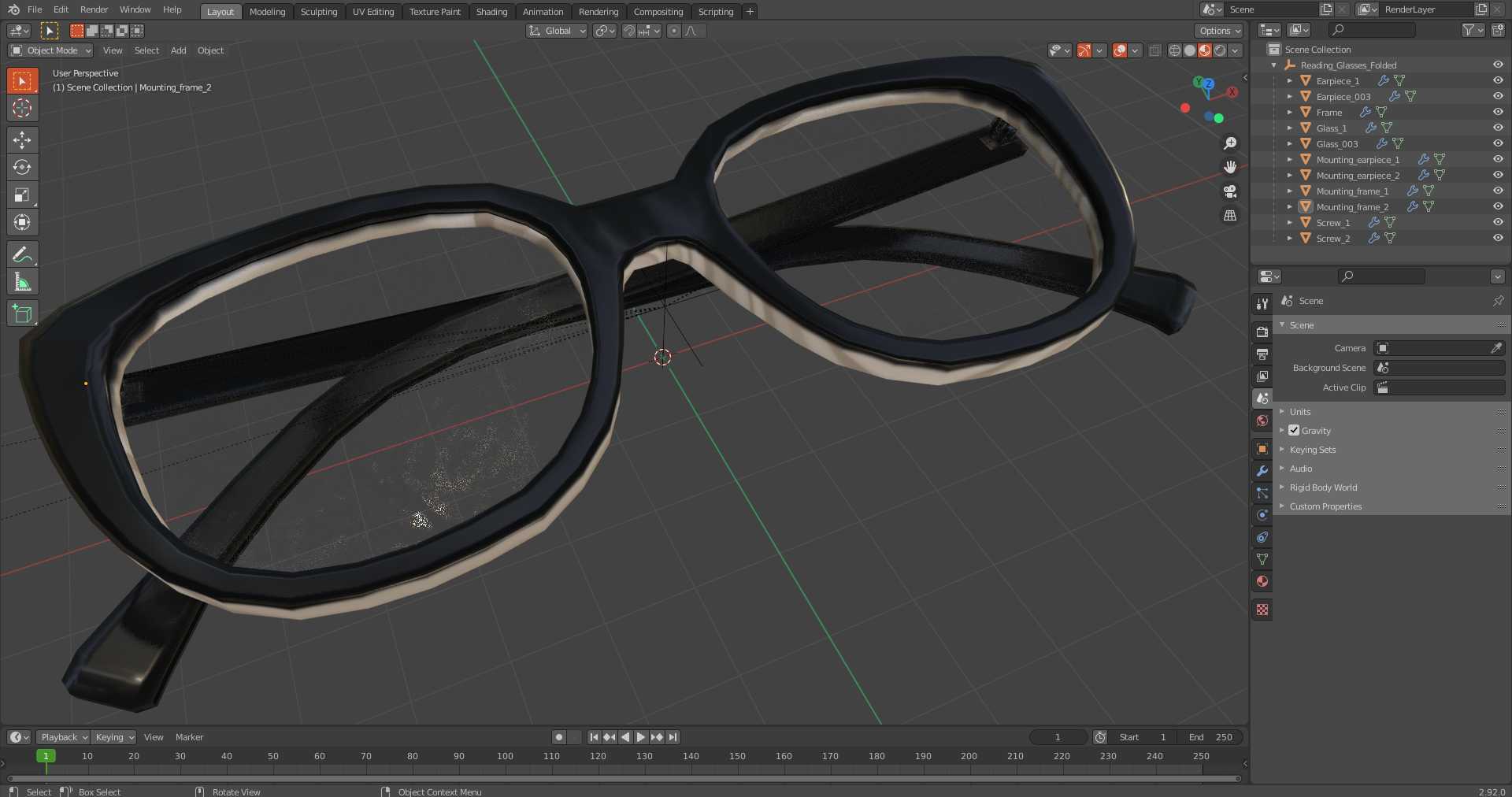 Reading Glasses Folded 3D