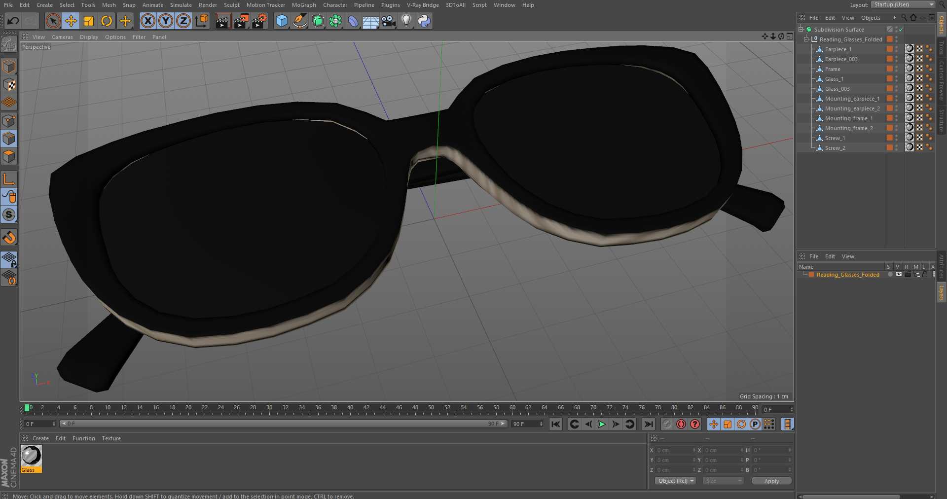 Reading Glasses Folded 3D