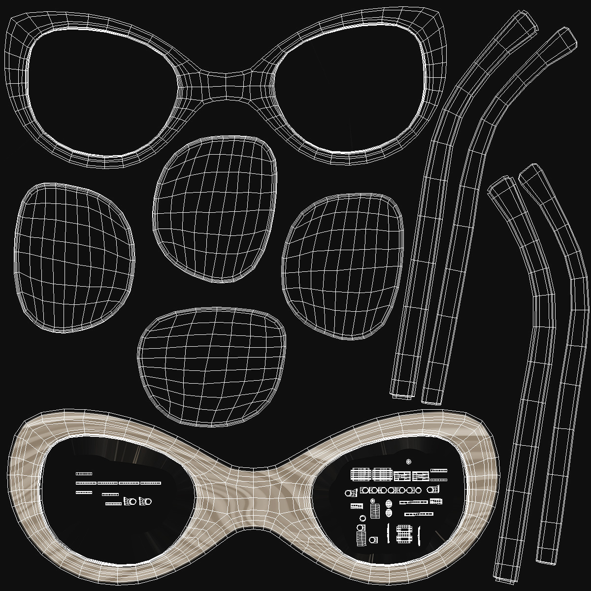 Reading Glasses Folded 3D
