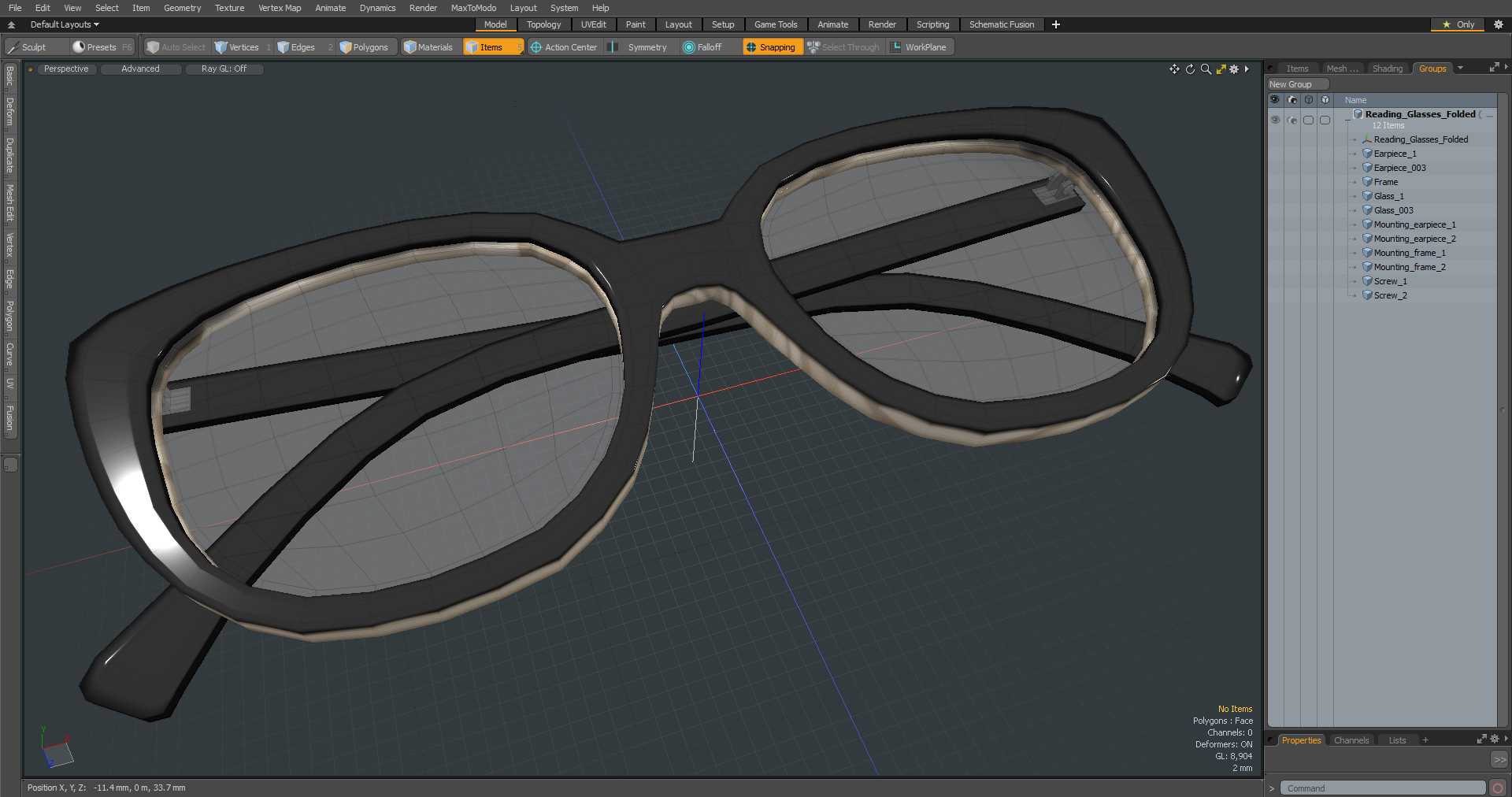Reading Glasses Folded 3D