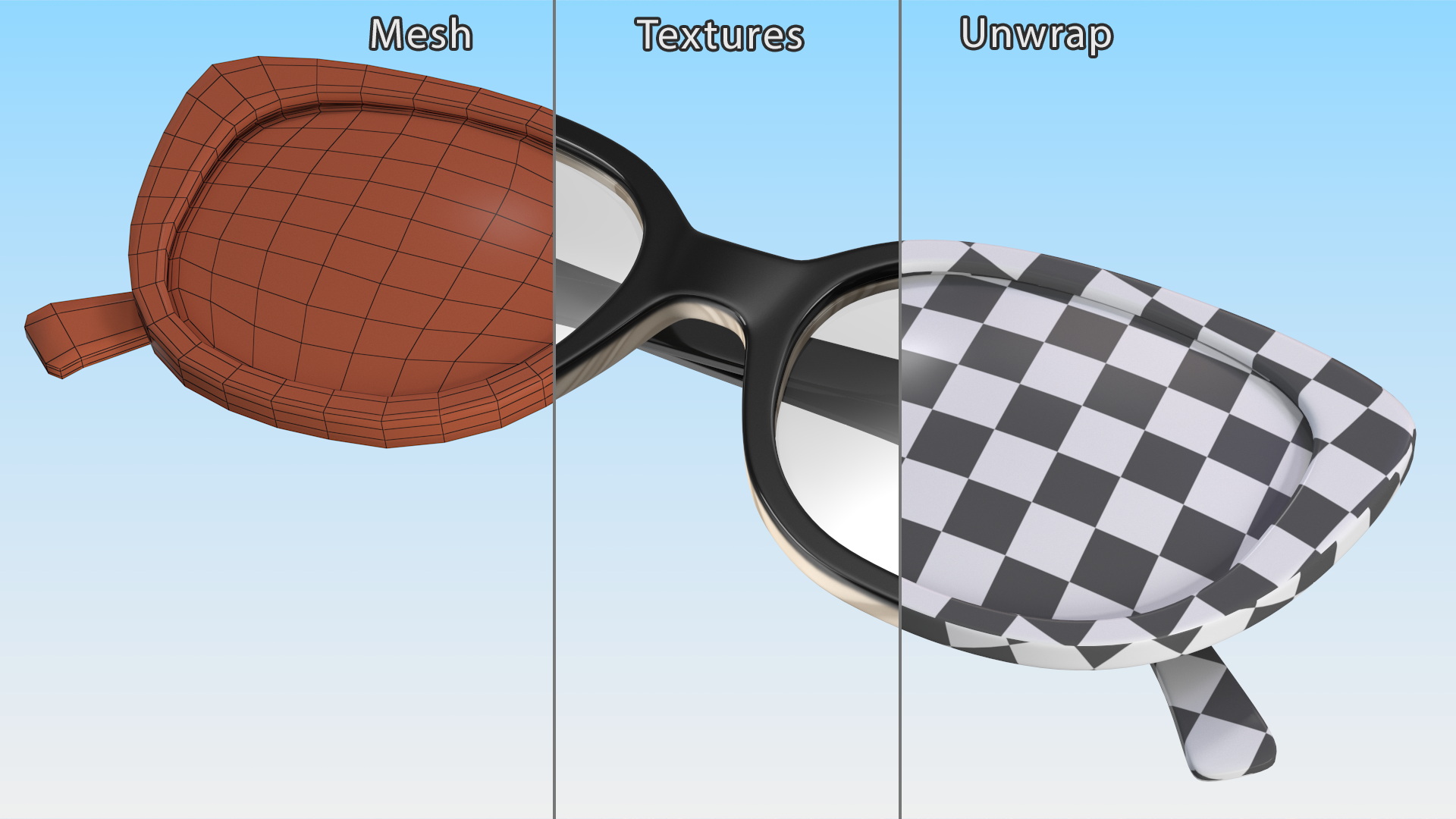 Reading Glasses Folded 3D