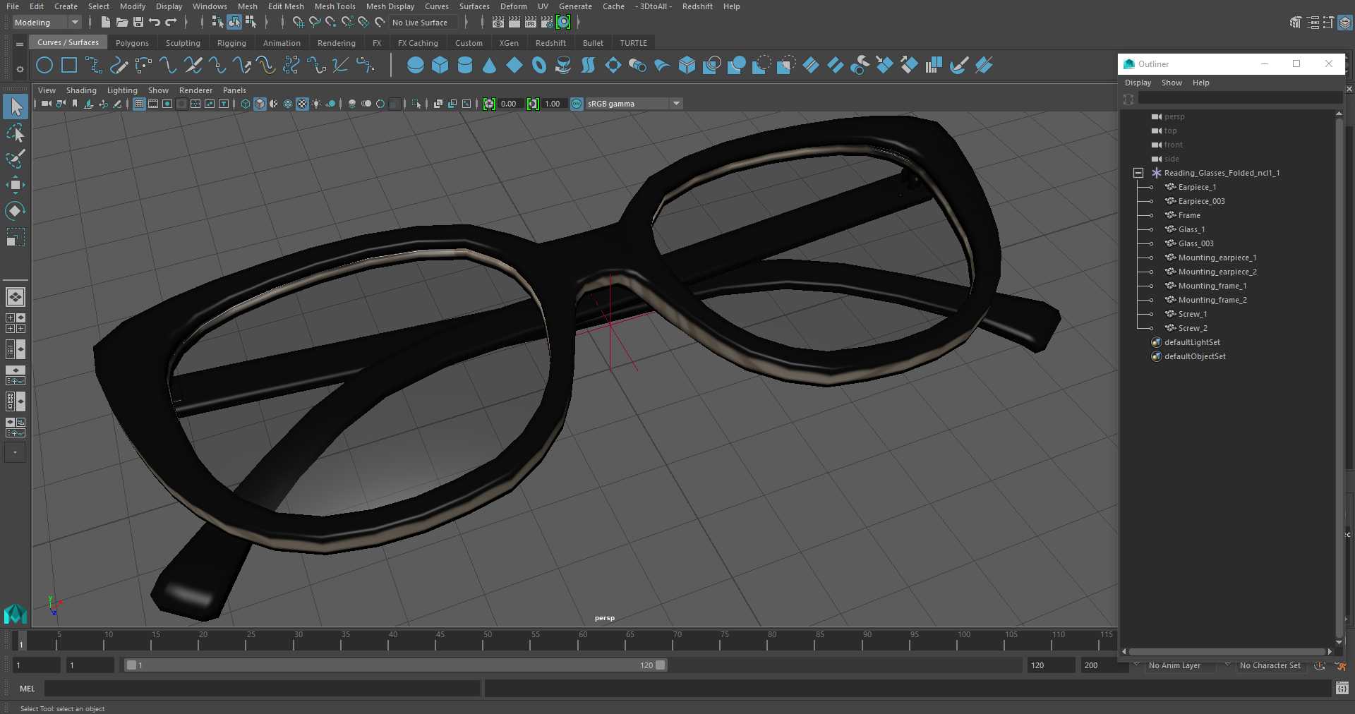 Reading Glasses Folded 3D