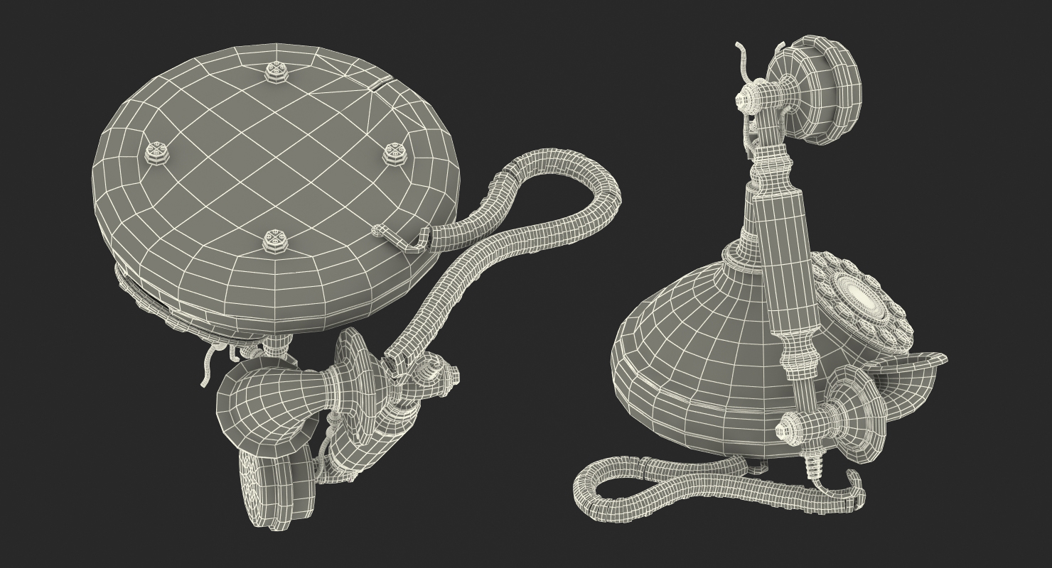 3D Antique 1920s Telephone model