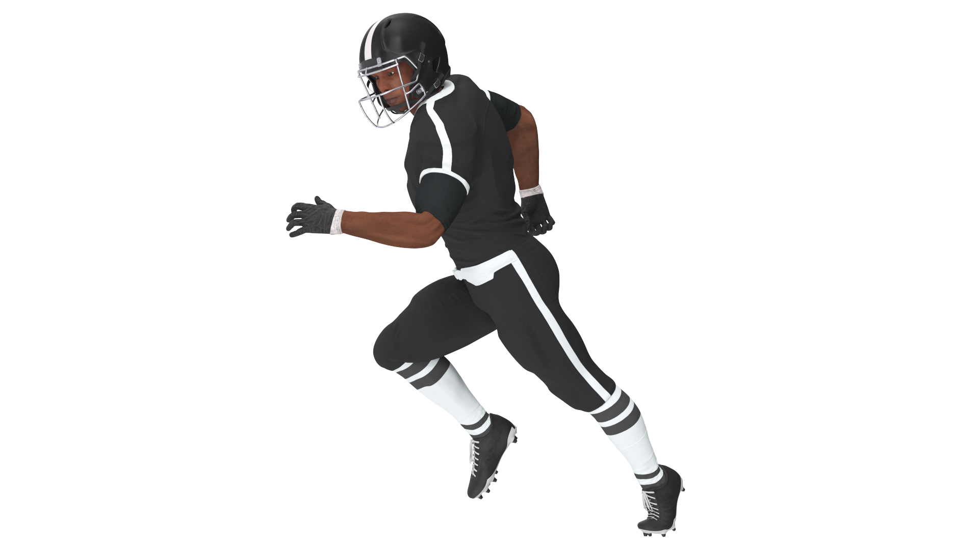 3D model Black Uniform Black Man Football Player Rigged for Cinema 4D