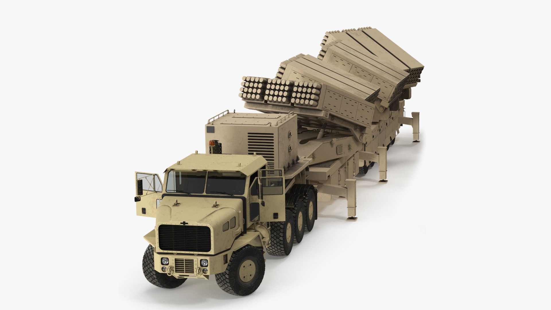 Rocket Launch System Jobaria with Oshkosh Transporter Sand Rigged for Cinema 4D 3D model