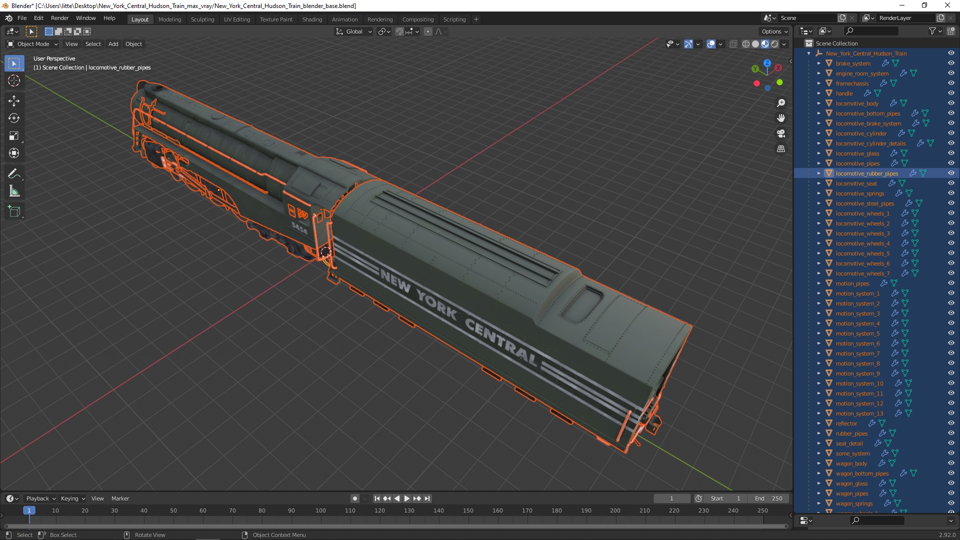 New York Central Hudson Train 3D model