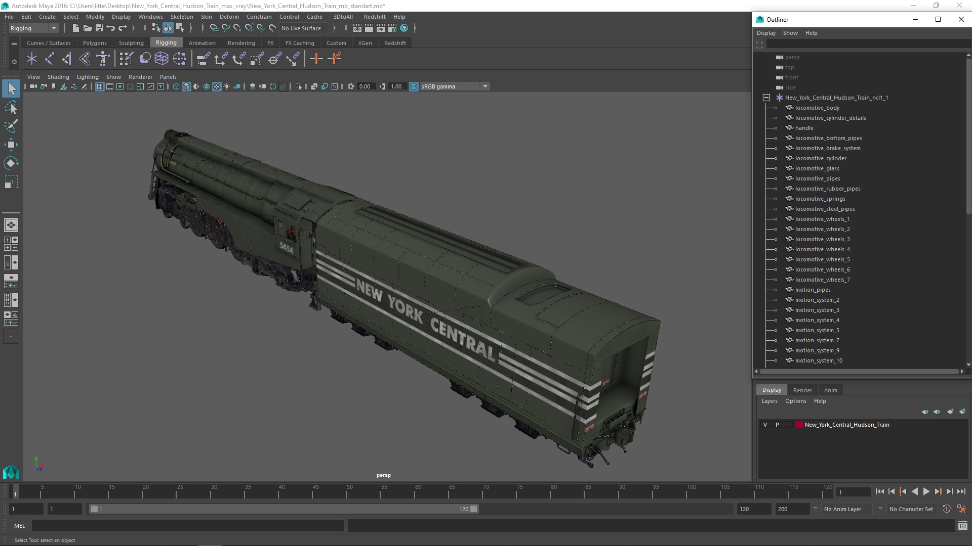 New York Central Hudson Train 3D model