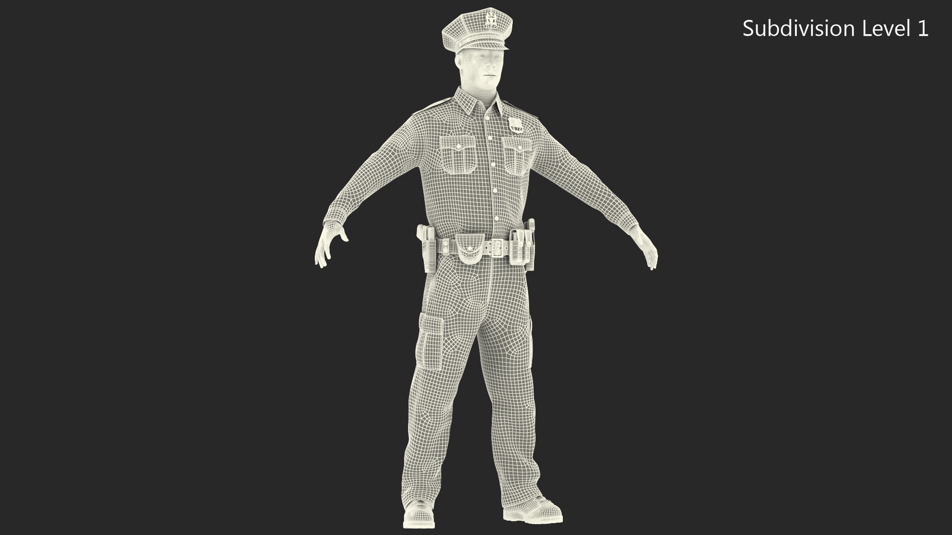 3D African American NYPD Cop Rigged Fur