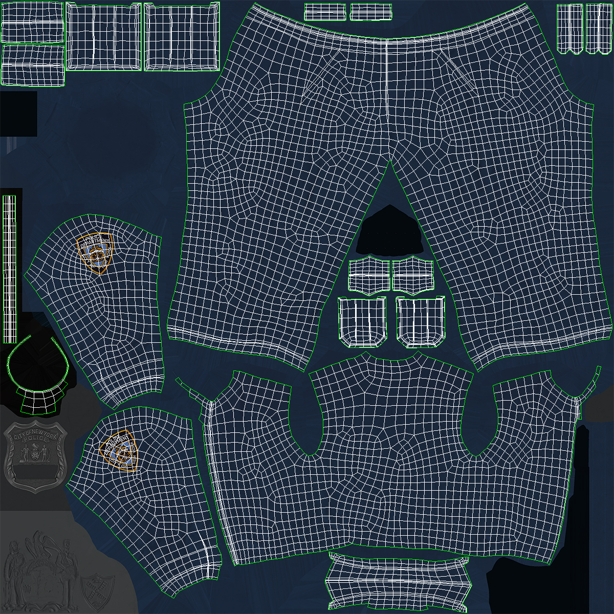 3D African American NYPD Cop Rigged Fur