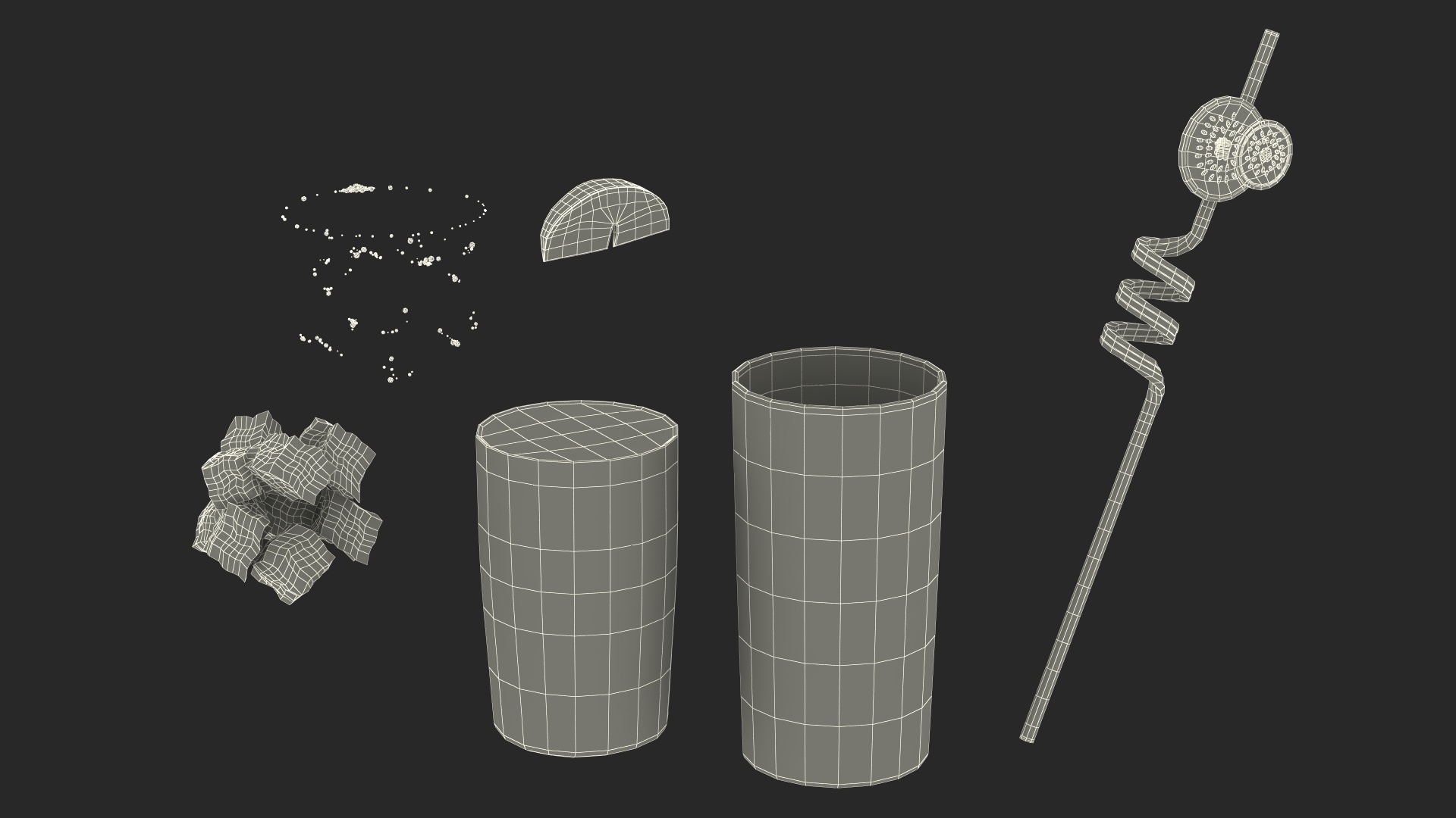 3D Cocktail with Fruit Plastic Straw model