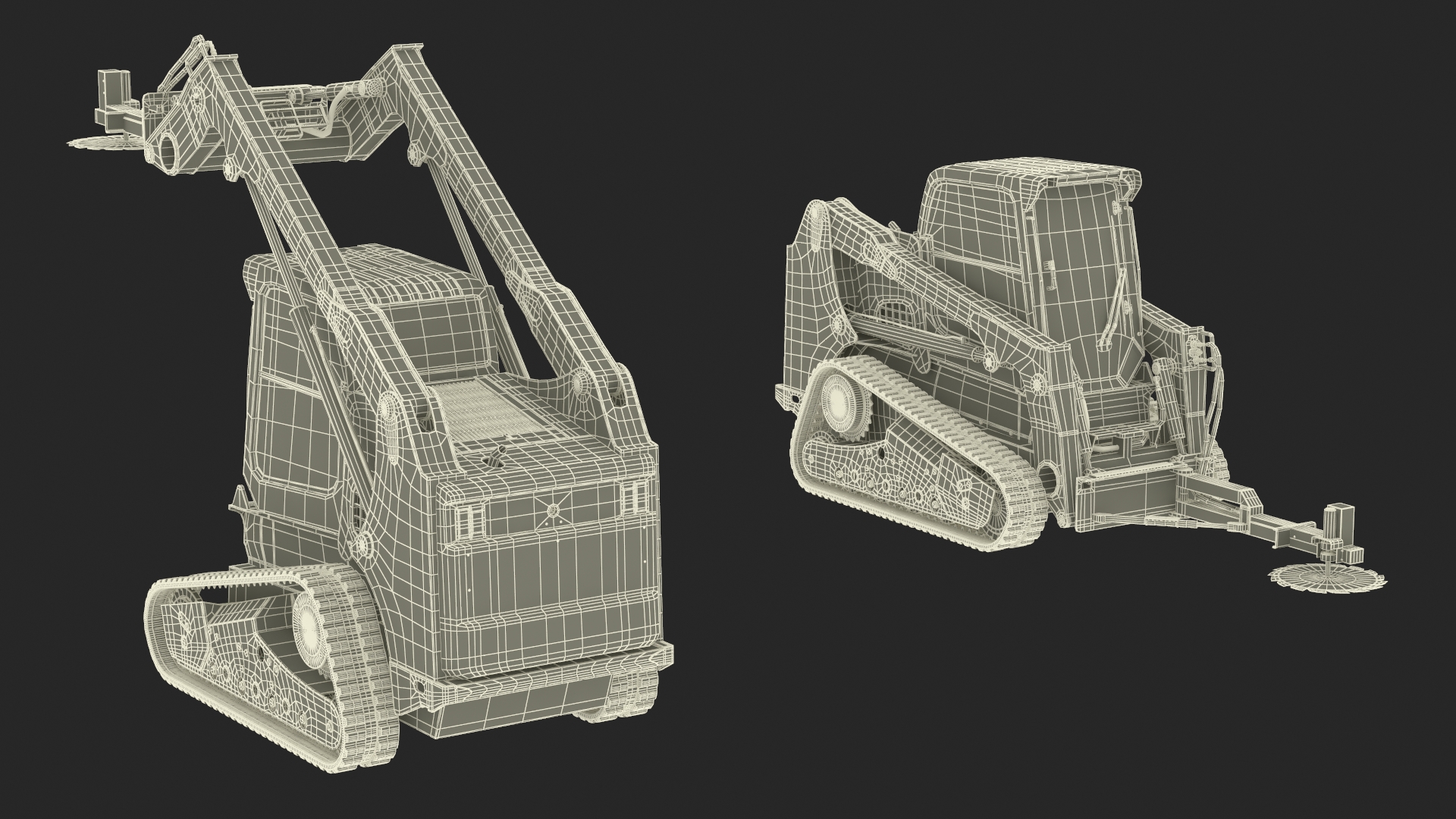 3D model Compact Track Loader with Forestry Saw Attachment Rigged for Cinema 4D