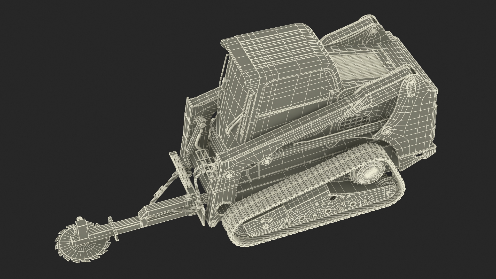 3D model Compact Track Loader with Forestry Saw Attachment Rigged for Cinema 4D