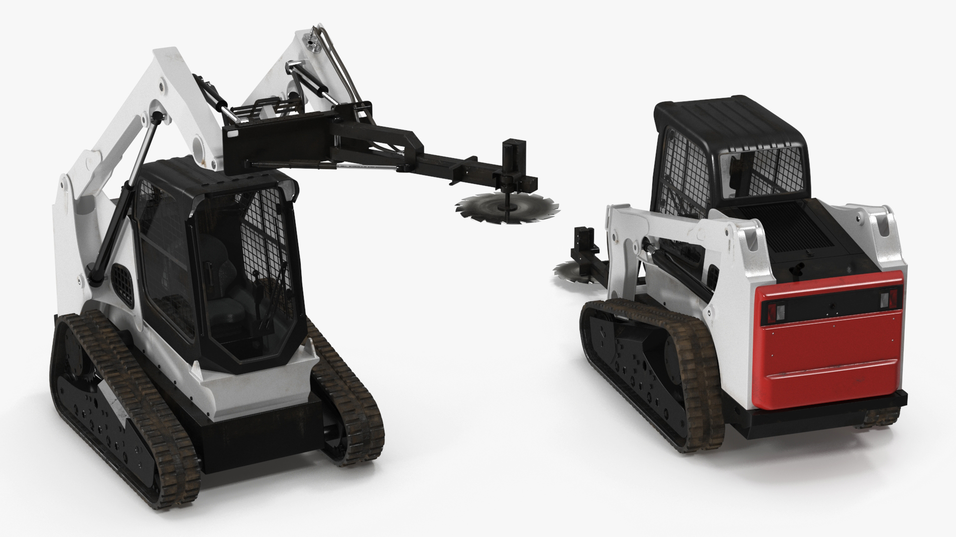 3D model Compact Track Loader with Forestry Saw Attachment Rigged for Cinema 4D