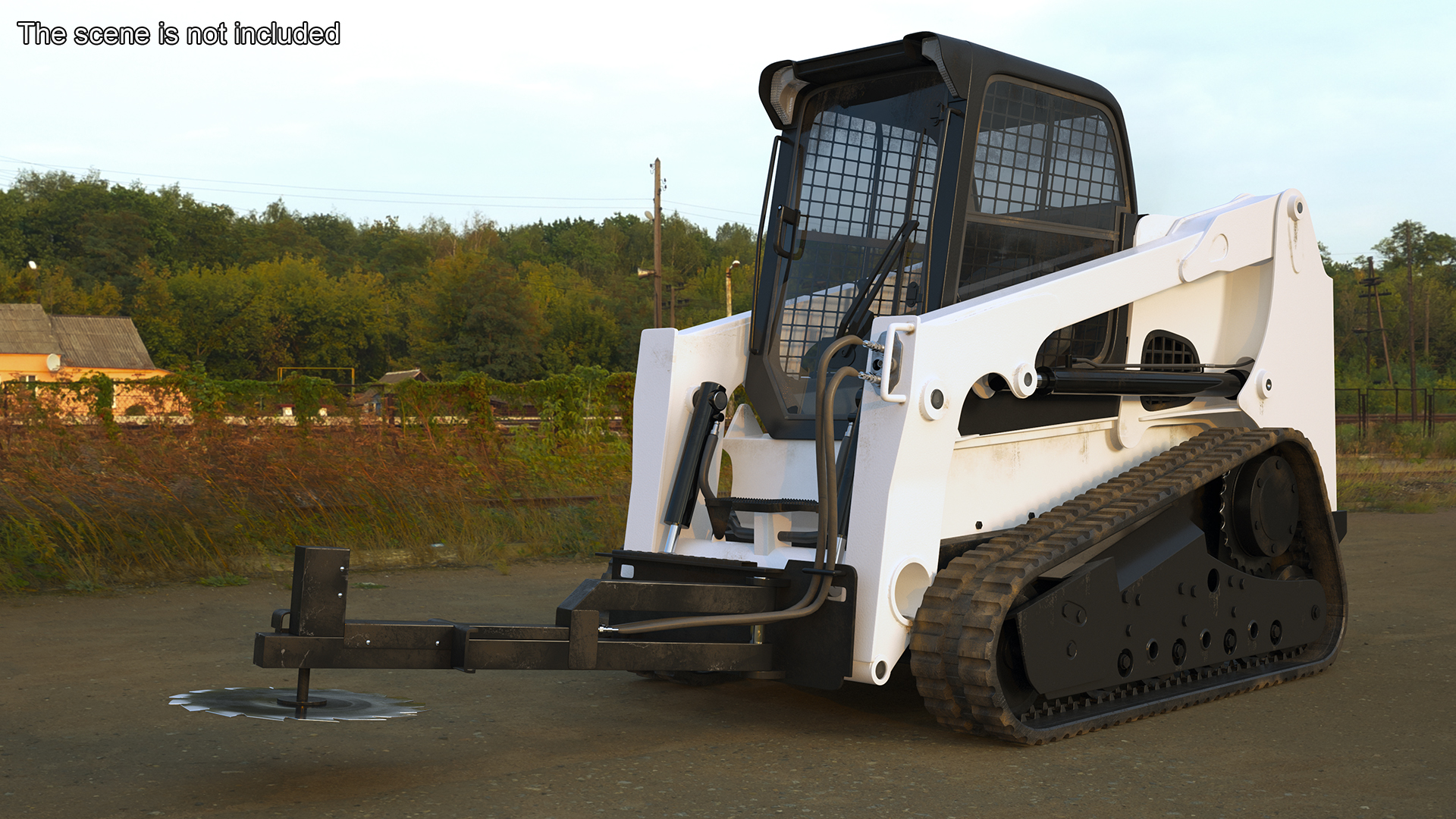 3D model Compact Track Loader with Forestry Saw Attachment Rigged for Cinema 4D