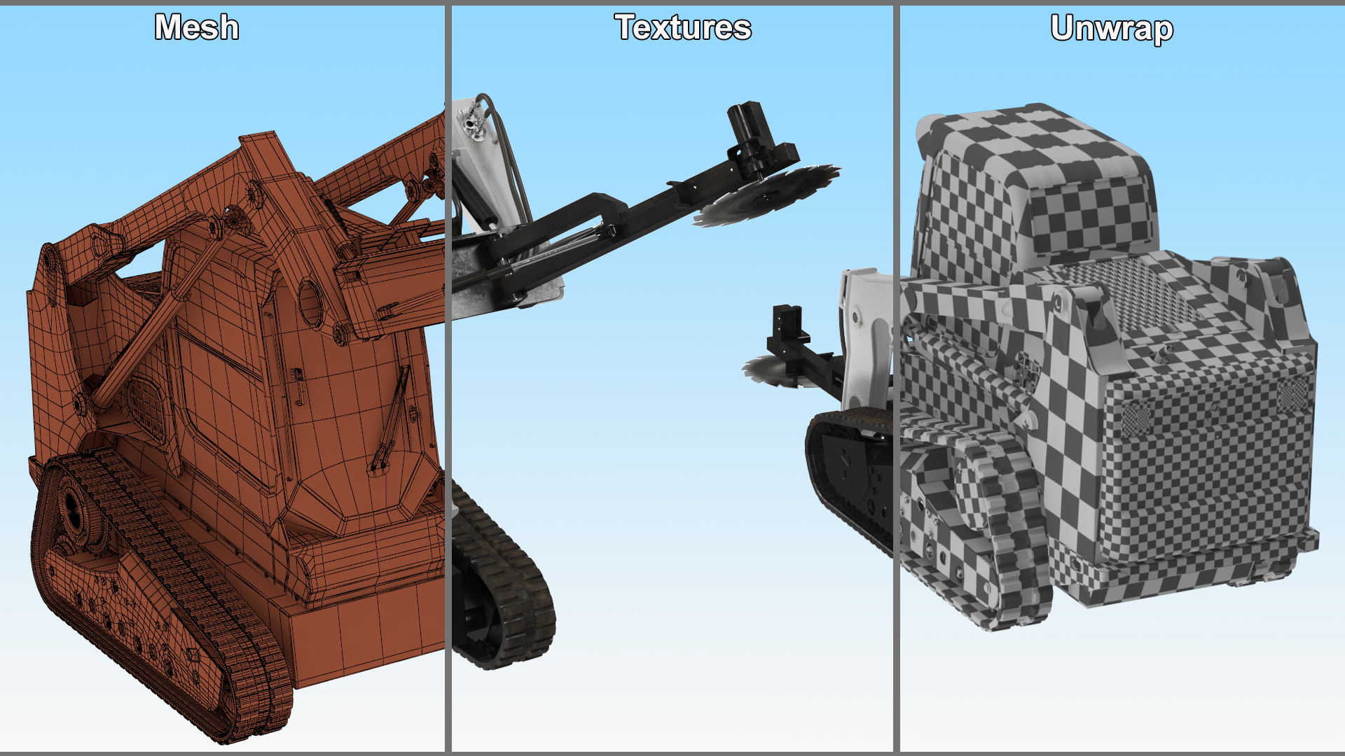 3D model Compact Track Loader with Forestry Saw Attachment Rigged for Cinema 4D