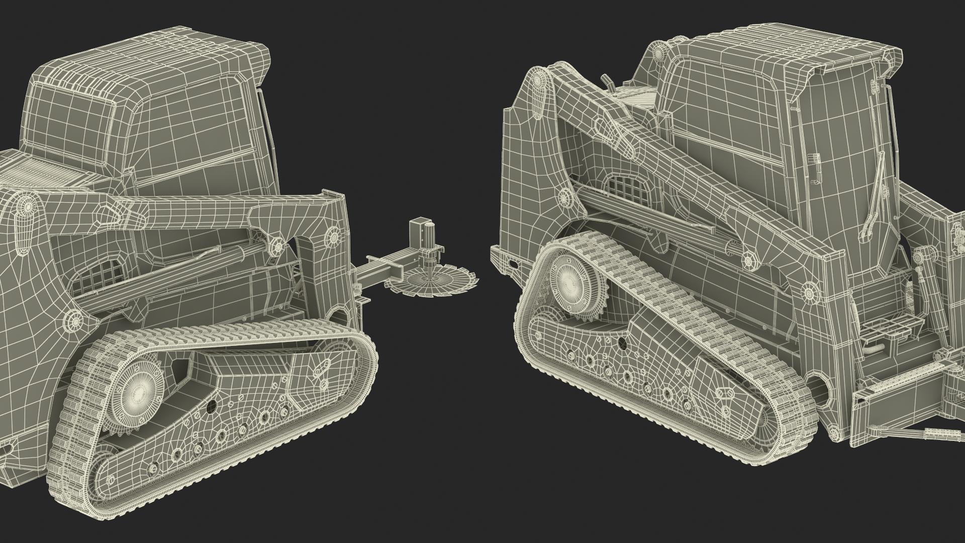 3D model Compact Track Loader with Forestry Saw Attachment Rigged for Cinema 4D