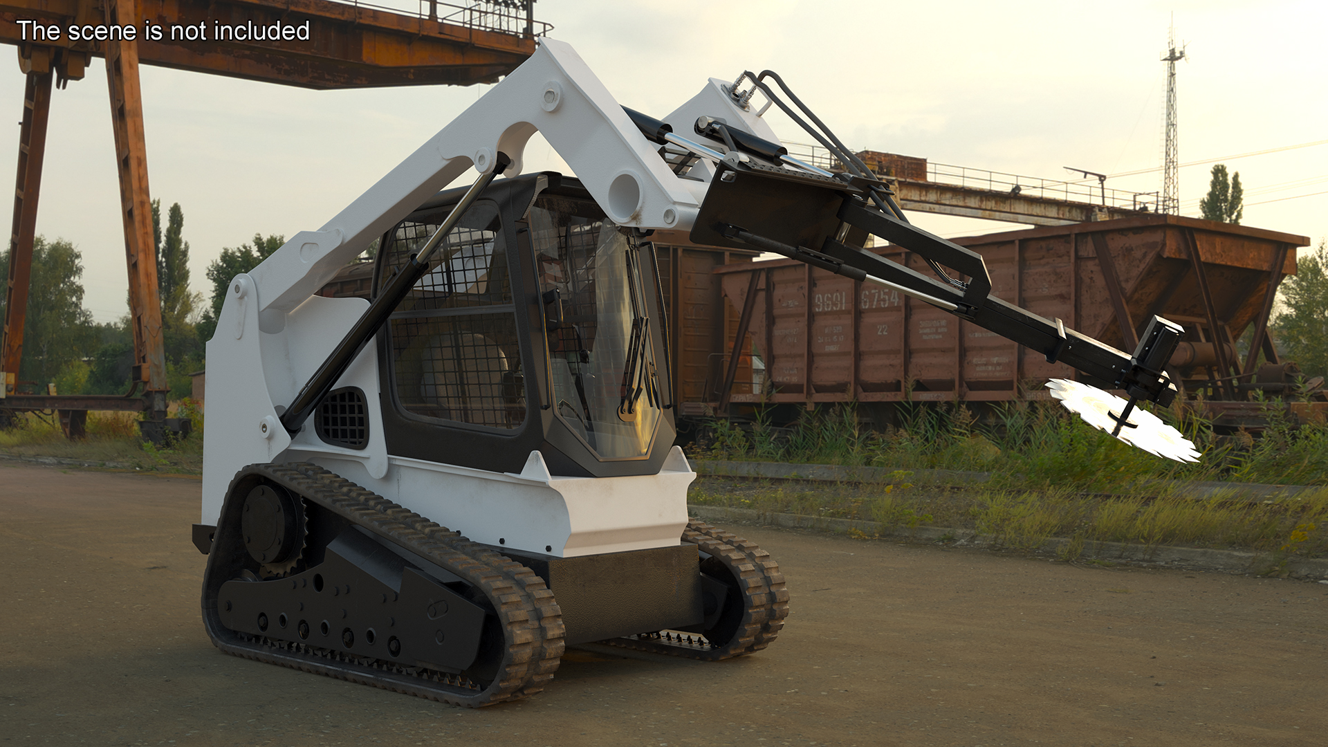 3D model Compact Track Loader with Forestry Saw Attachment Rigged for Cinema 4D