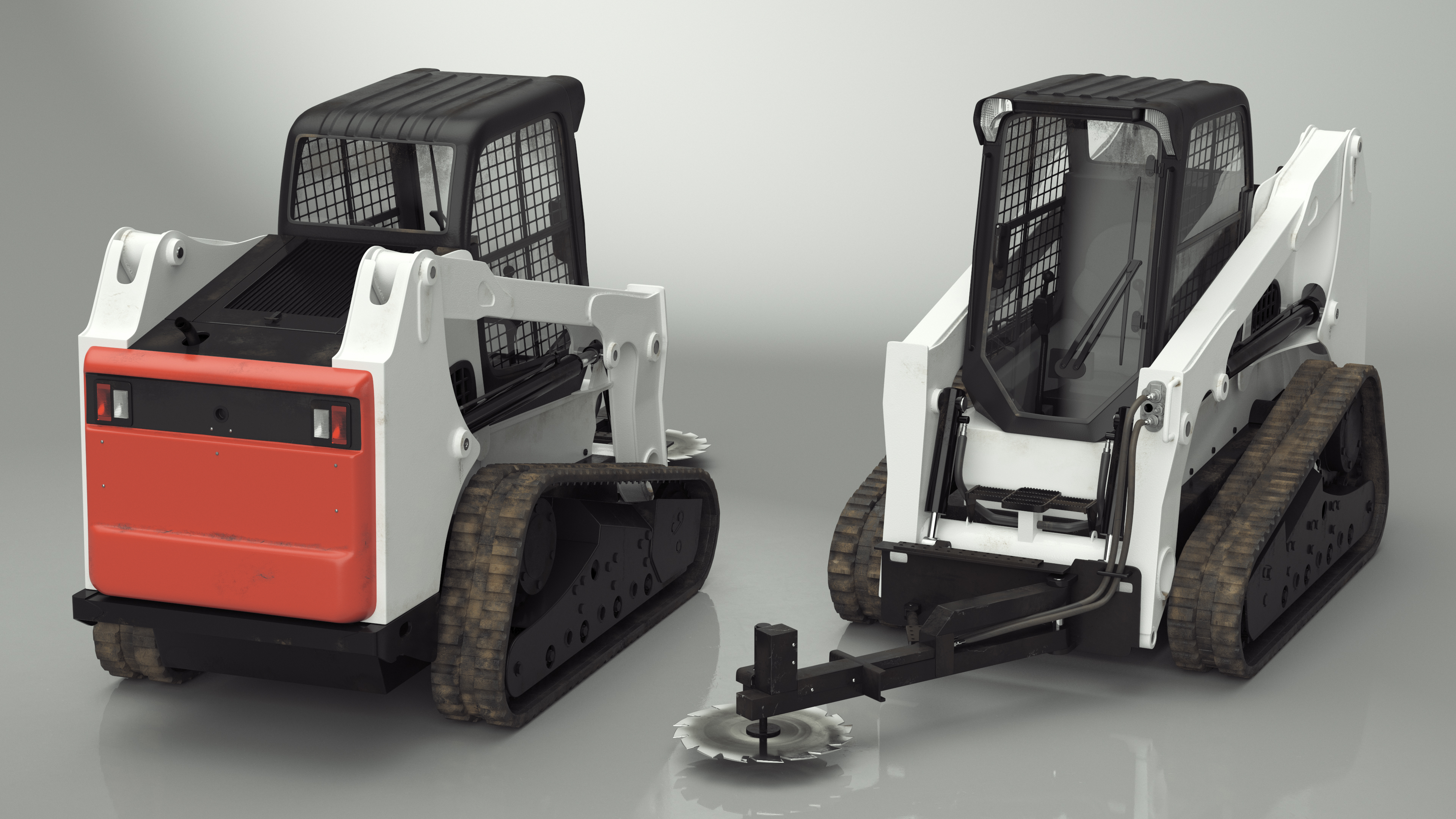 3D model Compact Track Loader with Forestry Saw Attachment Rigged for Cinema 4D