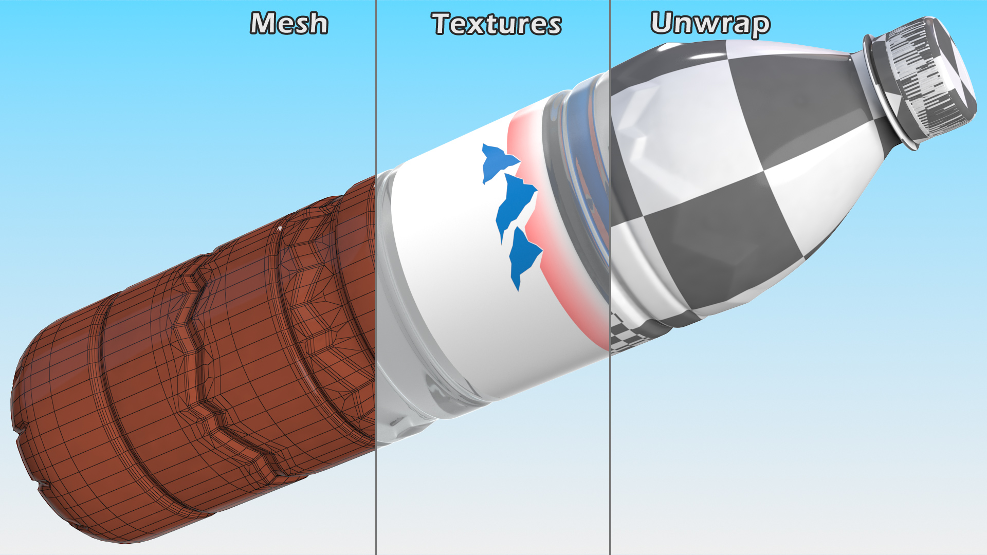 3D Mineral Water Plastic Bottle model