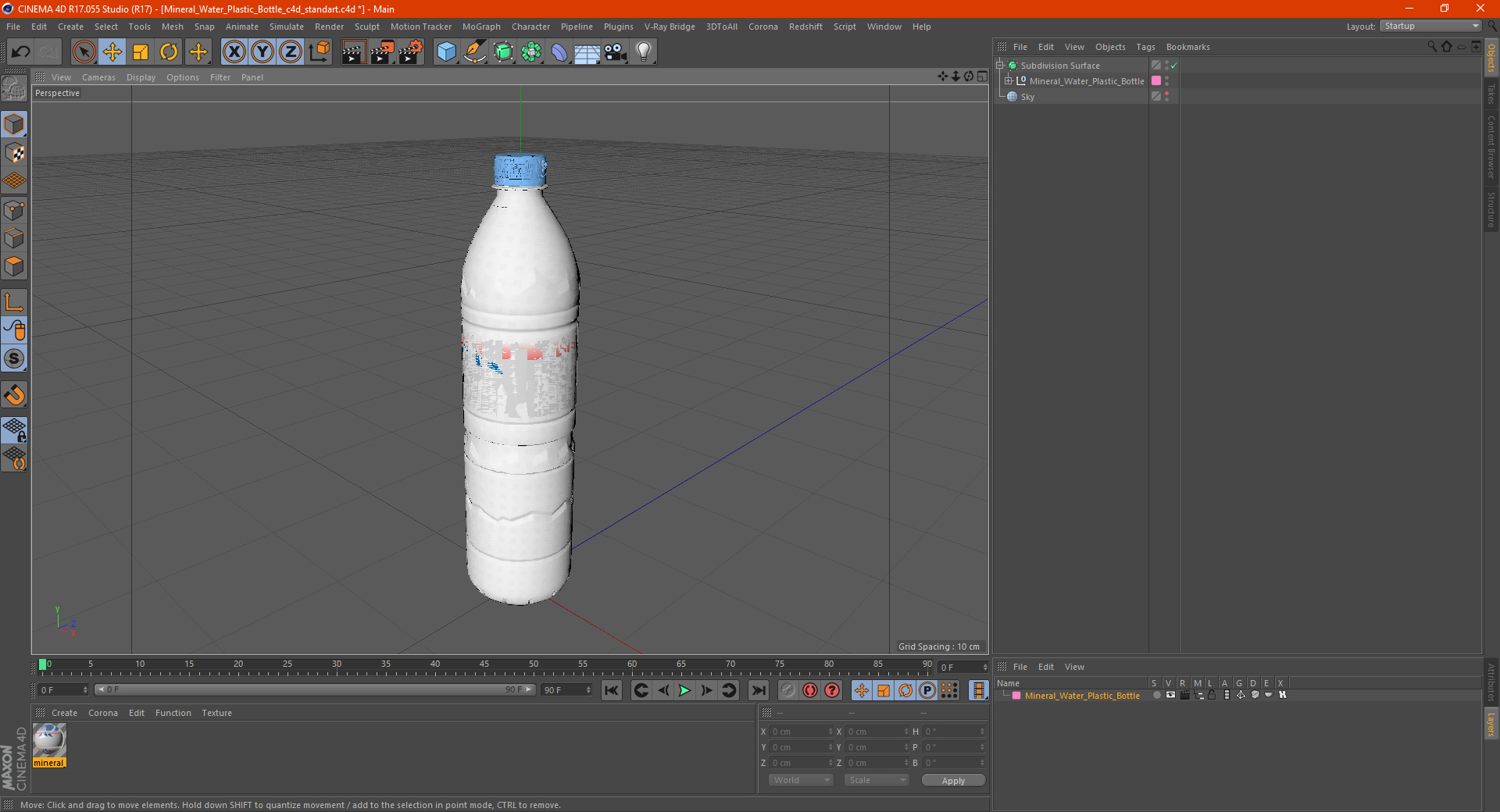 3D Mineral Water Plastic Bottle model