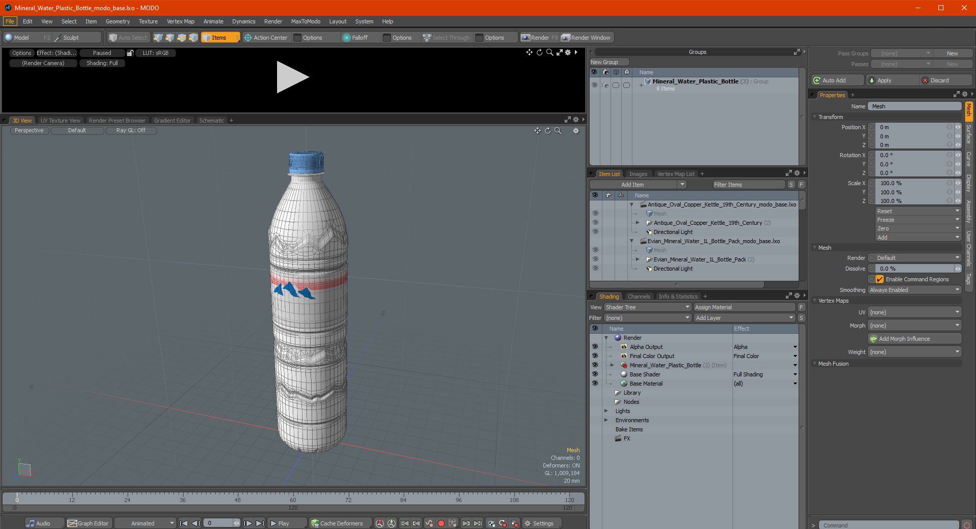 3D Mineral Water Plastic Bottle model