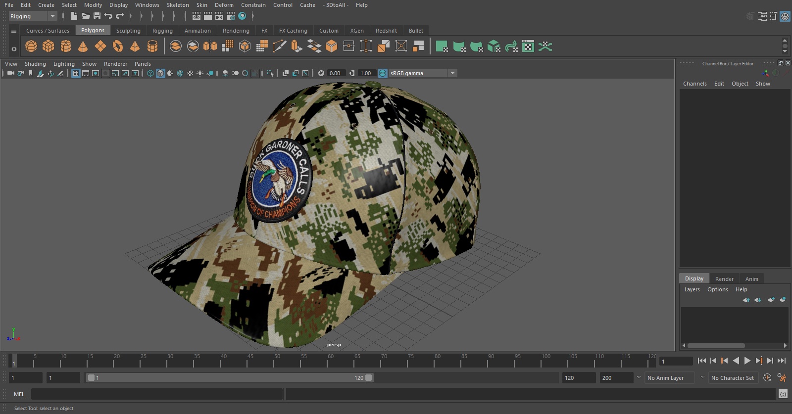 3D Hunting Cap Forest Camo model