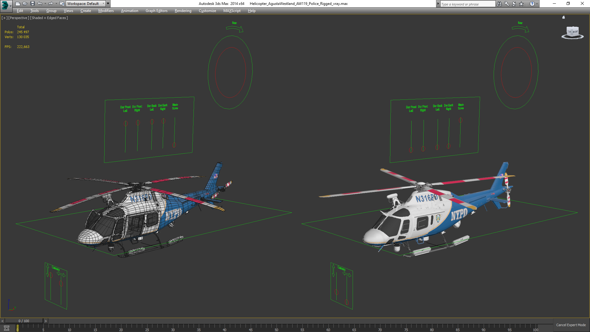 3D model Helicopter AgustaWestland AW119 Police Rigged