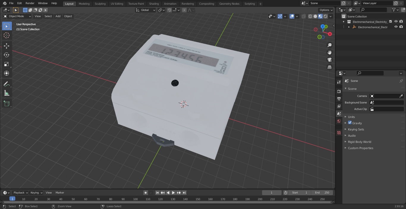 3D model Electromechanical Electricity Meter