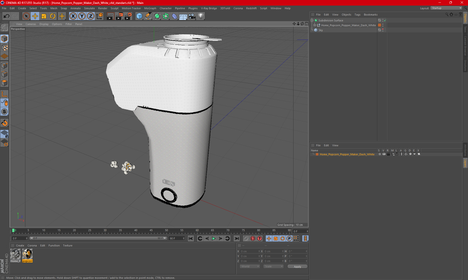 3D Home Popcorn Popper Maker Dash White