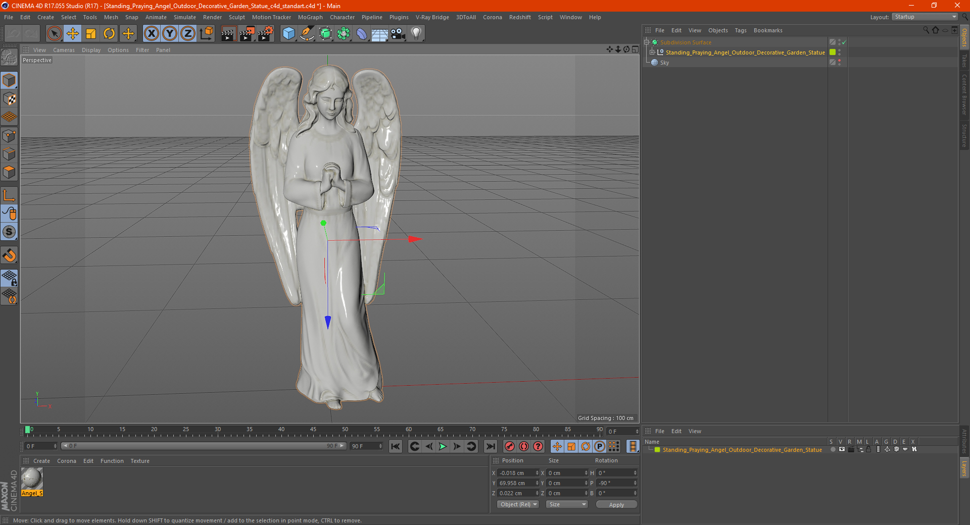 3D model Standing Praying Angel Outdoor Decorative Garden Statue