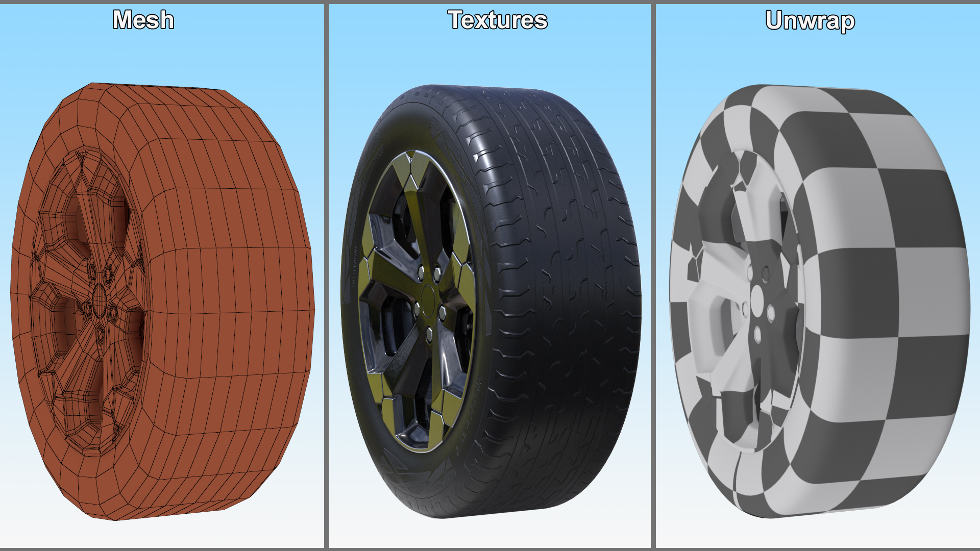3D model Car Alloy Wheel with Tire