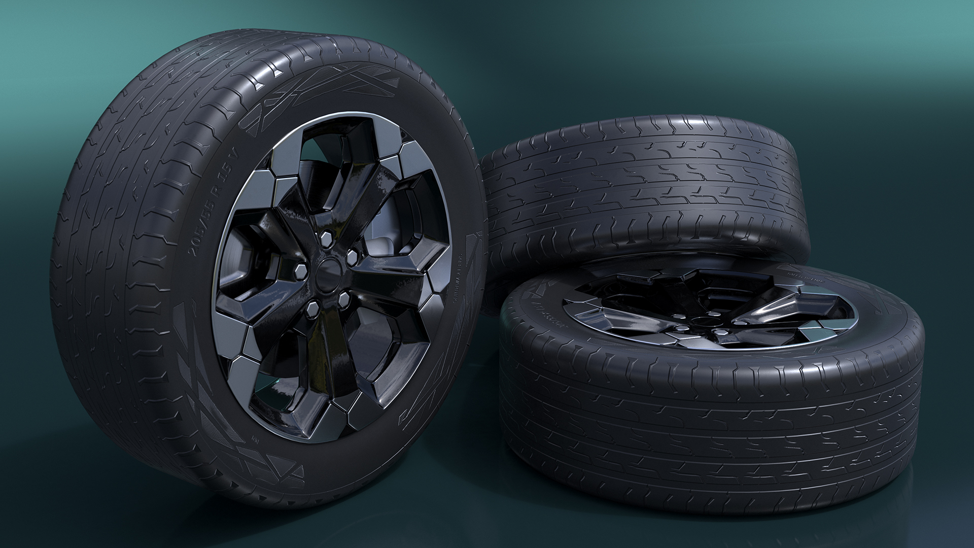 3D model Car Alloy Wheel with Tire