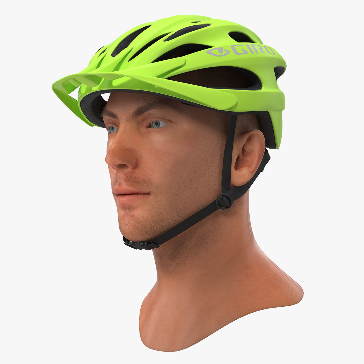 Giro Revel Helmet on Male Head 3D Model
