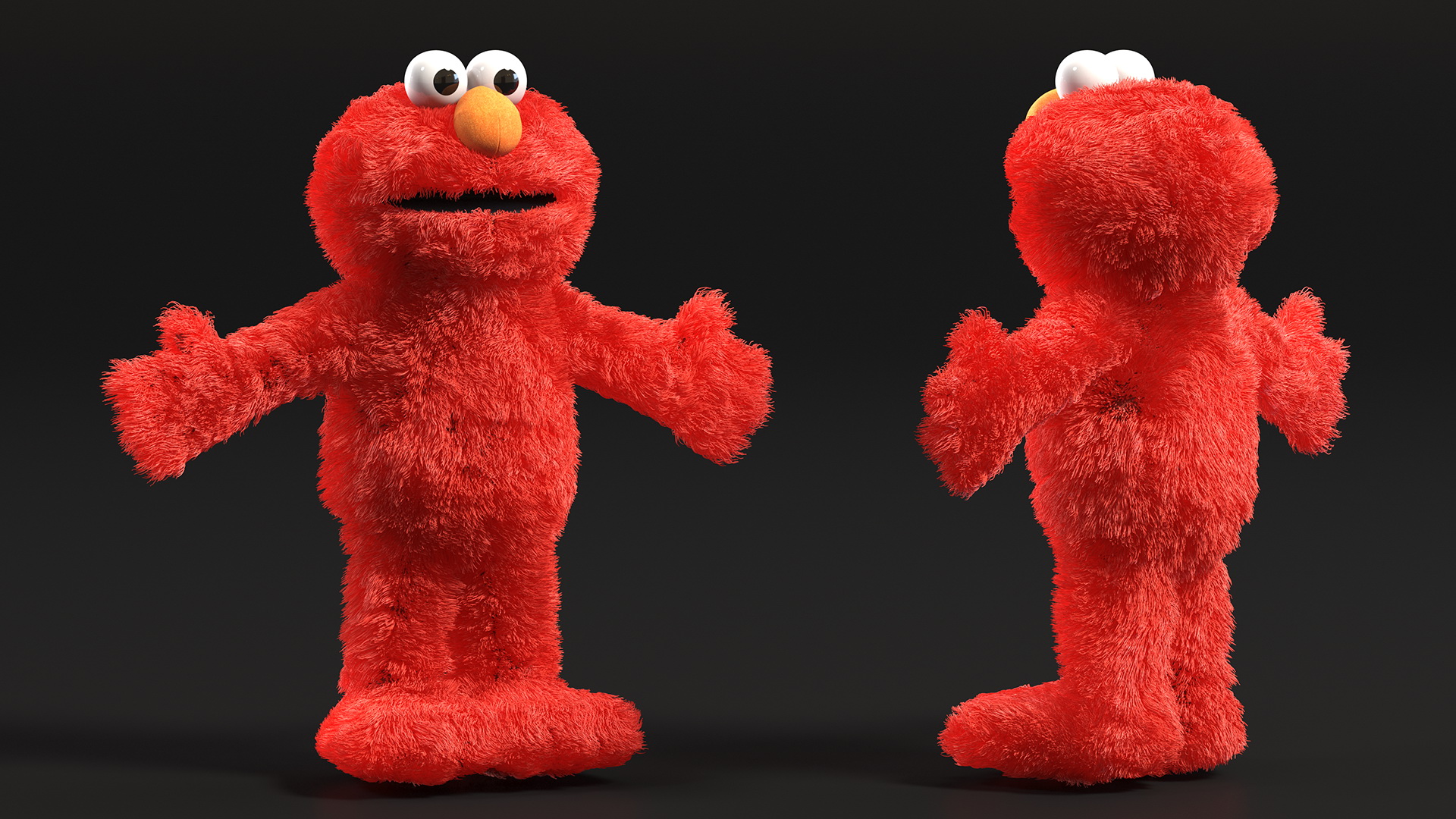 3D model Full Body Elmo Hand Puppet Fur