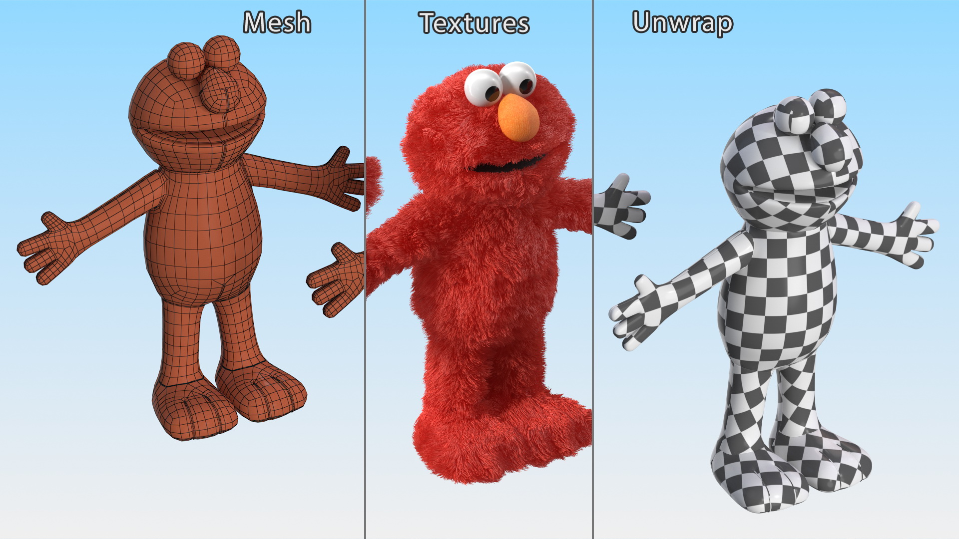 3D model Full Body Elmo Hand Puppet Fur